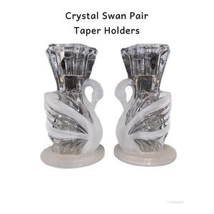 Crystal Swan Pair holds tapers NIB